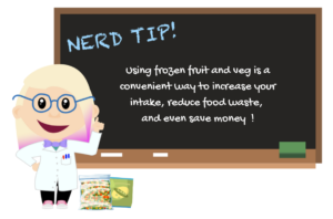 A cartoon scientist stands in front a blackboard